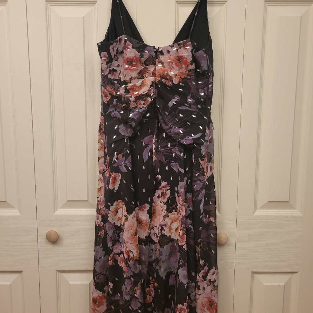 Adrianna Papell black floral spaghetti strap dress